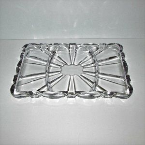 Vintage Heavy Glass Divided Dresser Tray or Pickle/Relish Dish